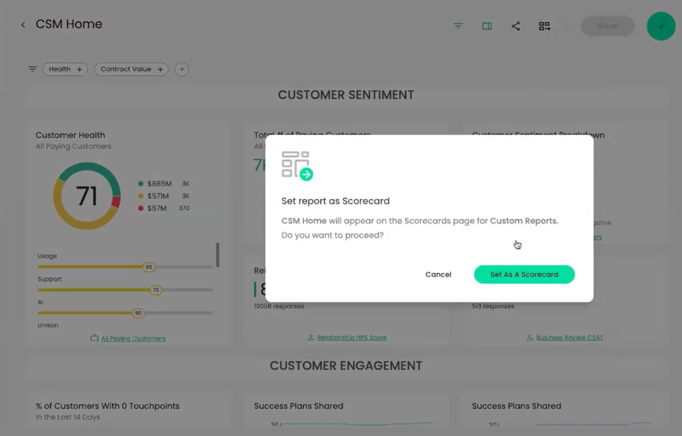 Set report as Scorecard confirmation dialog